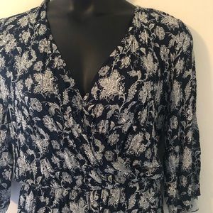 Navy Blue and White Romper